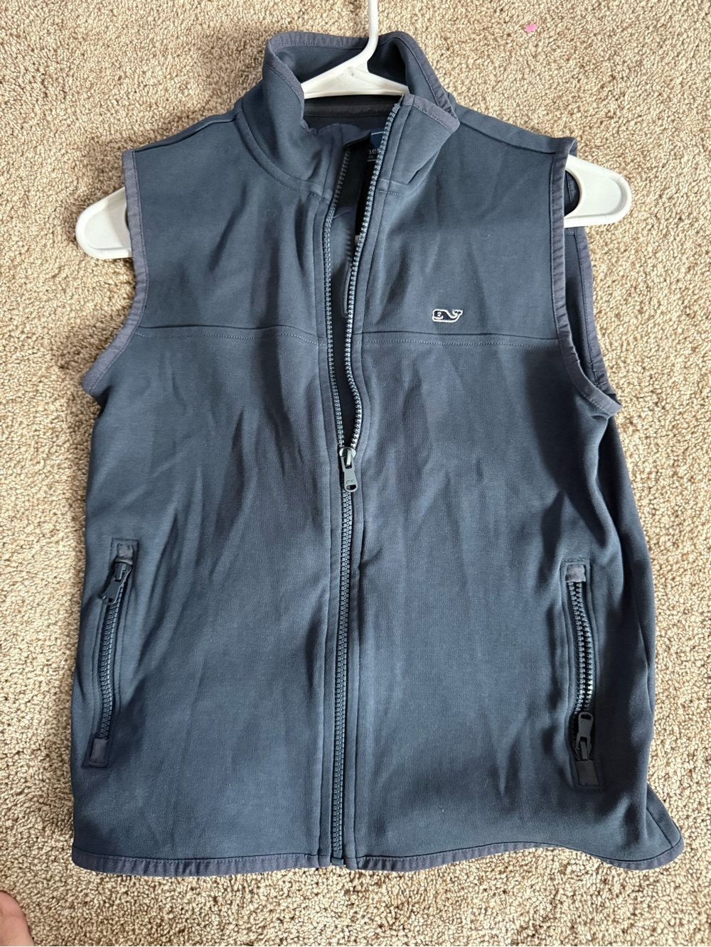 Vineyard Vines Youth M 12/14 Gray Full Zip Performance Vest Whale Logo